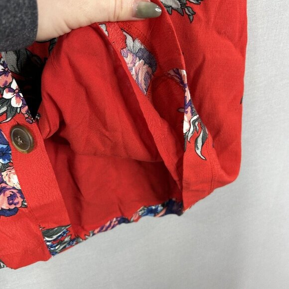 Maeve Anthro Womens Dress 6 Red Caldwell Buttondown Midi Cottagecore Prairie - Picture 4 of 13